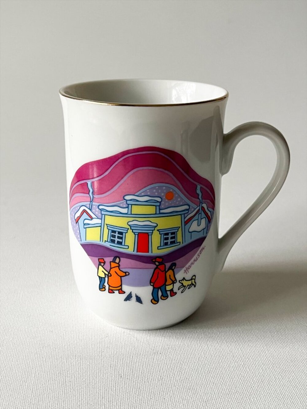 VTG Ted Harrison "Snow Days" Hand Decorated Collector's Mug Yukon Canada 1987